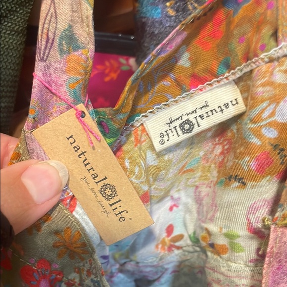 Natural Life Mini Ruffle Tote Bohemian Tote with Pom-Pom Fringe Tote Bag - Picture 10 of 11